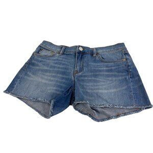 J. Crew Indigo Denim Jean Shorts Blue 28 Cut Off Frayed Hem Stretch 5-Pocket